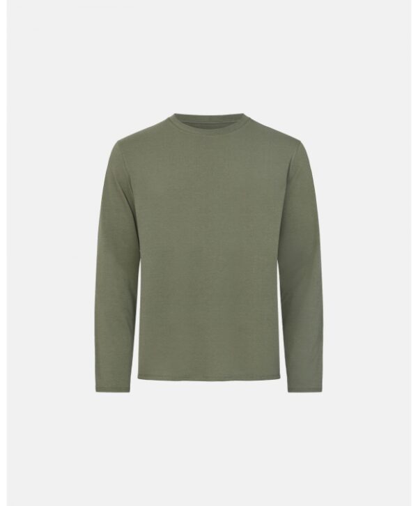 RESTERÃDS langærmet bambus t-shirt i grøn til herre